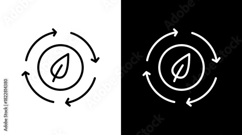 Sustainability Leaf Outline White Icon Set Design