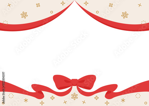 リボンのデコレーションフレーム、背景、雪の装飾