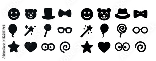 Playful emoji and accessory icons collection