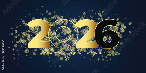Happy New Year banner with snowflakes design 