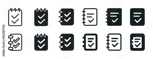 Set of checklist icons in various notebook styles