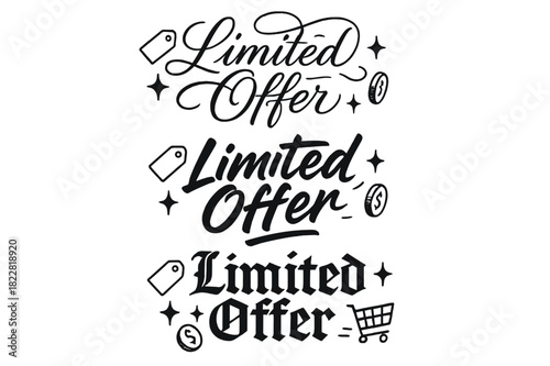Calligraphy Offer Designs. Limited Offer. Create a calligraphy lettering illustration of the phrase: Limited