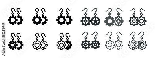 Collection of gear-shaped earrings in various styles