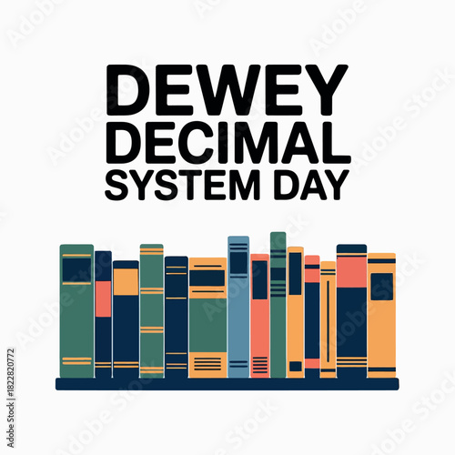 Photos Dewey Decimal System Day with Stacked Books and Numbering