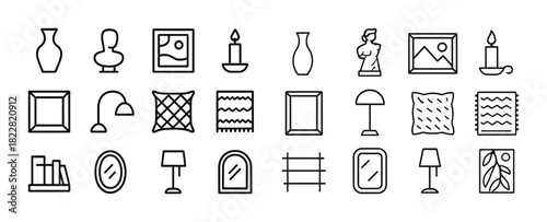 Minimalist black and white decorative icons for home and office decor