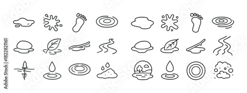 Collection of minimalist monochrome nature and footprint icons