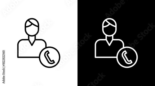 Call Center Outline White Icon Set Design