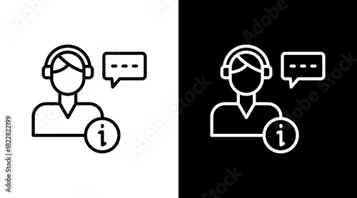 Service Agent Outline White Icon Set Design