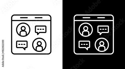 Online Chat Outline White Icon Set Design