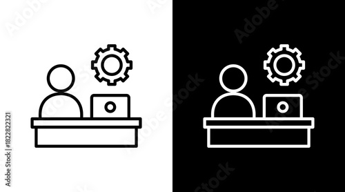 Service Desk Outline White Icon Set Design
