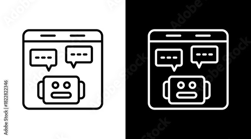 Chatbot Outline White Icon Set Design