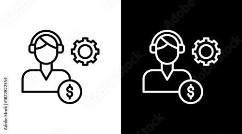 Agent Outline White Icon Set Design