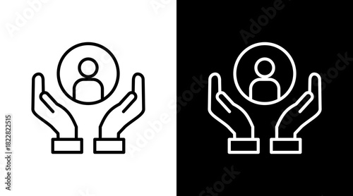 Assist Outline White Icon Set Design