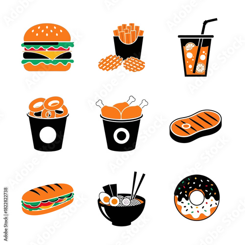 Modern Fast Food Color Icons