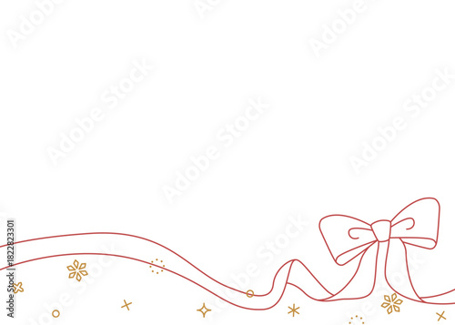リボンのデコレーションフレーム、背景、雪の装飾、線画