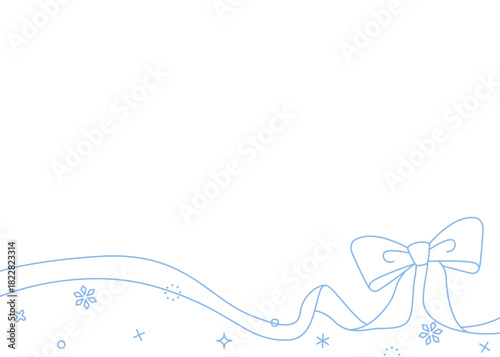 リボンのデコレーションフレーム、背景、雪の装飾、線画