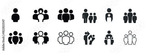 Diverse family and community icons representing various group dynamics