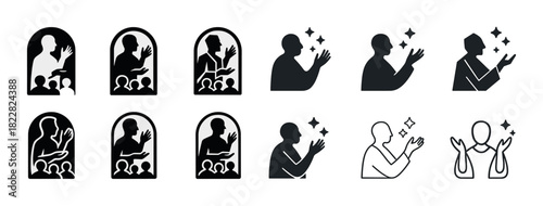 Silhouettes of people in inspirational and reflective poses