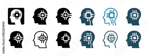 Silhouettes of human heads with circuitry symbolizing ai and technology integration
