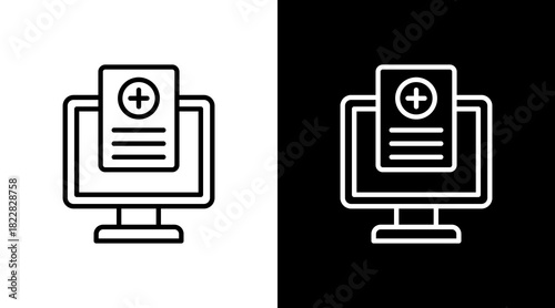 Ehr System Outline White Icon Set Design