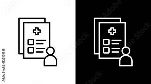 Data Health Outline White Icon Set Design