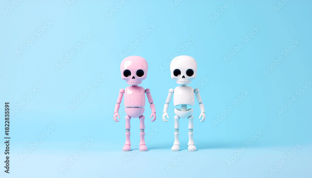 Obraz premium Two skeleton face robot toy.