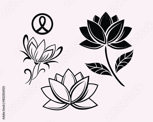 Elegant lotus flower vector art for logo design and decoration