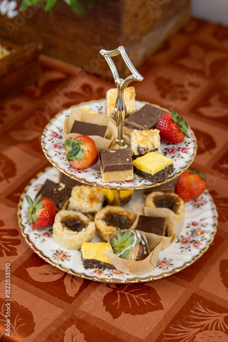 Desert plates with various delicacies