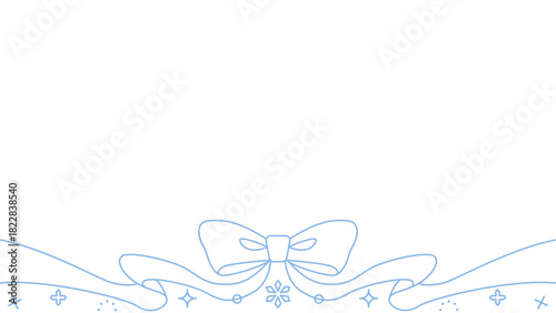 リボンのデコレーションフレーム、背景、雪の装飾、線画、16:9 サイズ