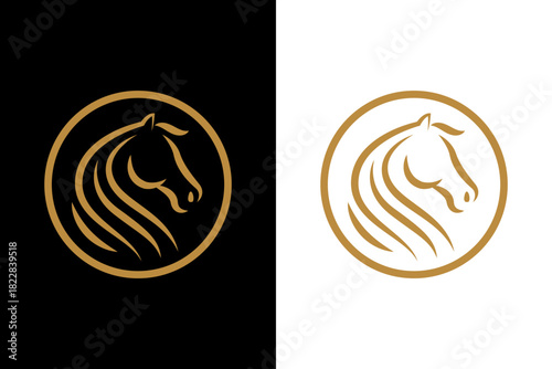 Elegant Horse Logo in Gold Circle