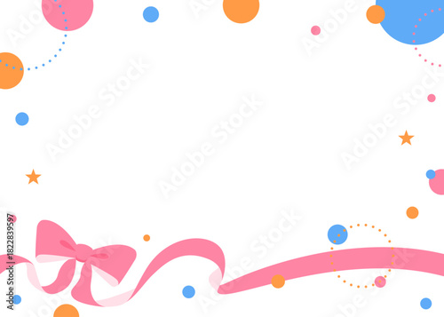 リボンのデコレーションフレーム、円形オブジェクト、ポップなデザイン