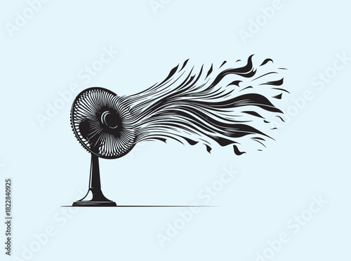 Minimal Vector Standing Fan with Breeze Effect

