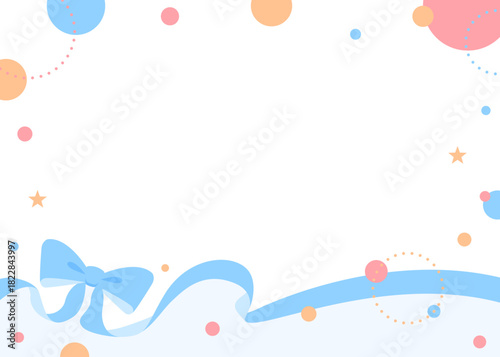 リボンのデコレーションフレーム、円形オブジェクト、ポップなデザイン