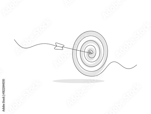 Single line art of arrow and target landing. Success Goal Achievement Single Line Art.