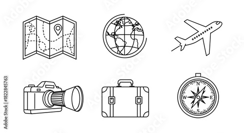Plan your next amazing adventure with these travel icons, perfect for brochures and websites!