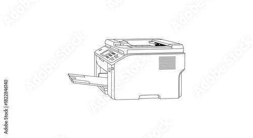 Modern office printer illustration for business documents and technology solutions for productivity