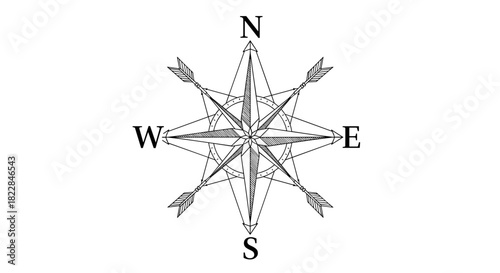 Navigate your dreams with a modern compass rose, an icon of adventure and discovery