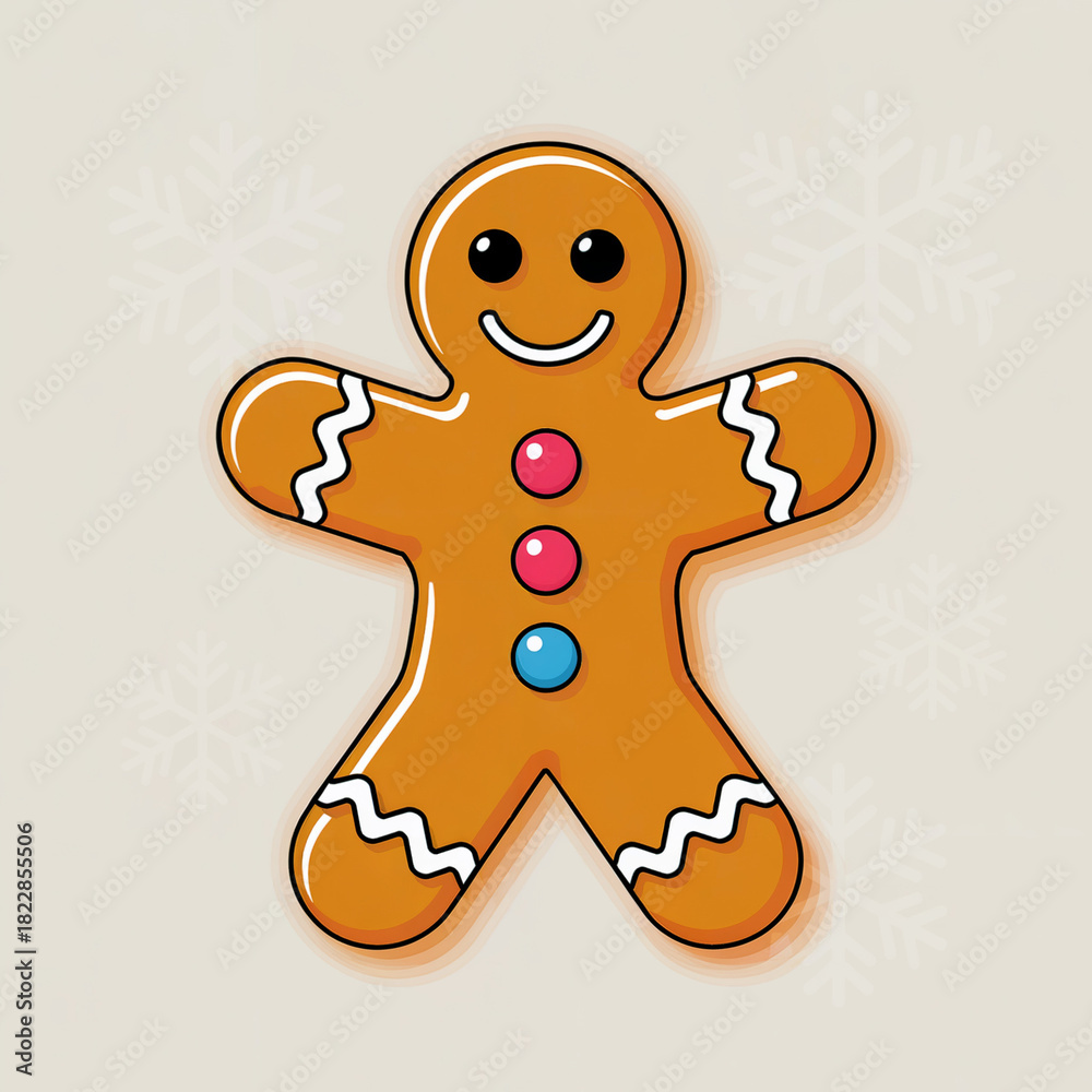 Obraz premium Cute Gingerbread Man Cookie With Holiday Icing and Sweet Festive Style
