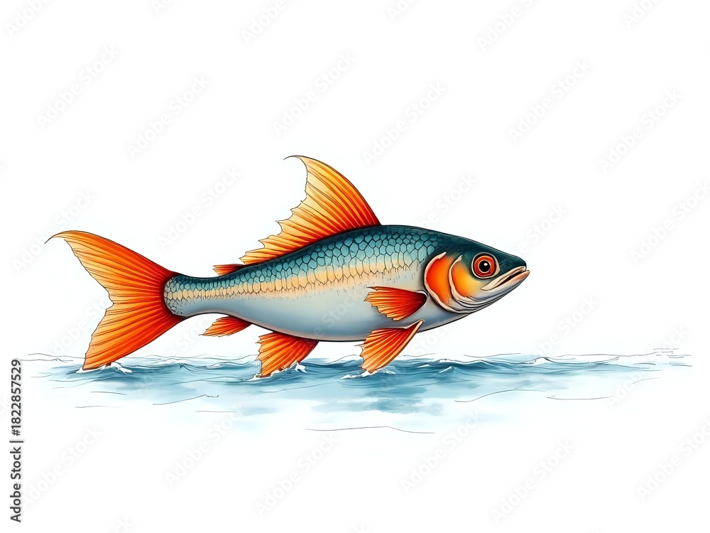 Naklejka premium Vibrant Fish Swimming in Water