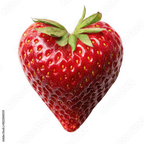 Strawberry heart shaped on a white background.