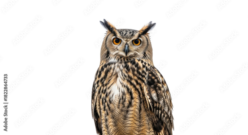 Naklejka premium Majestic Owl with Detailed Feather Patterns.