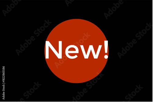 red "new" symbol design on black background. Concept of ‘new’ represented through modern design and fresh visual elements. Ideal for themes of innovation, beginnings, change, progress.