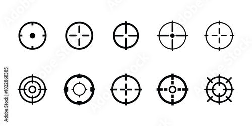 Vector crosshair and reticle icons set isolated on clean background
