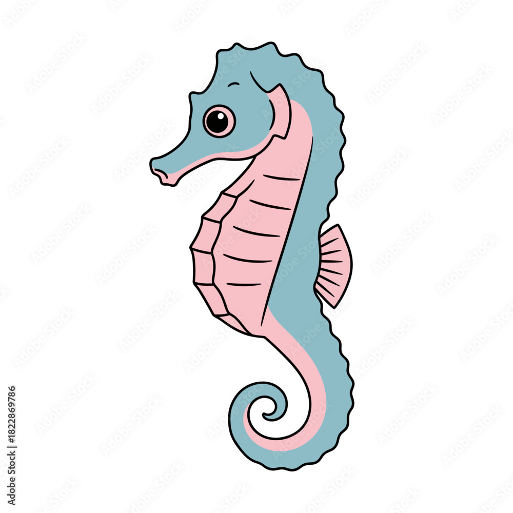 Fototapeta premium Colorful Cartoon Seahorse Illustration