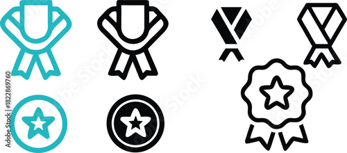 Achievement Reward Medals and Badges for Winner Competition Performance Elements