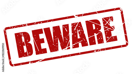 Beware stamp with grunge texture