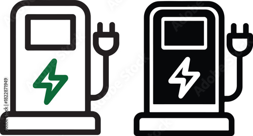 Electric car charging station symbols for a sustainable transportation future