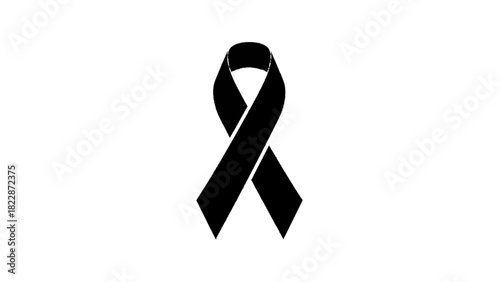 Vector illustration of black awareness ribbon symbol for mourning, remembrance, and solidarity isolated on transparent background