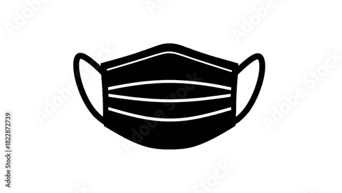 Vector illustration of black surgical face mask icon for protection against virus and pollution isolated on transparent background
