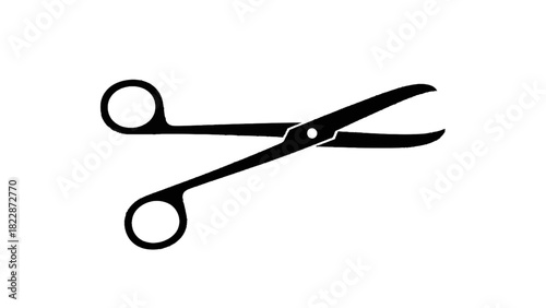 Vector illustration of black silhouette icon of medical bandage safety scissors with blunt tip isolated on transparent background